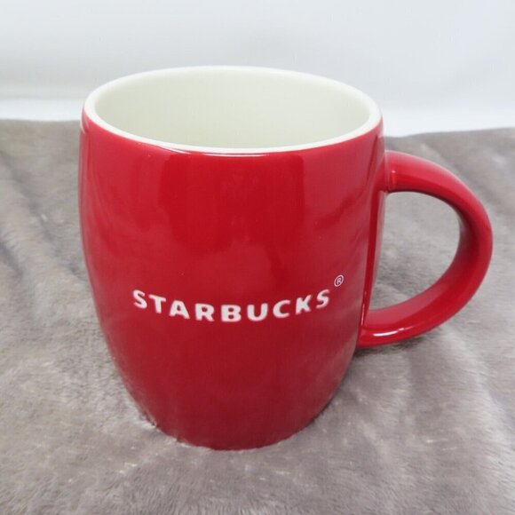 Starbucks Collectors Item 2011 Red Barrel Ceramic Coffee Mug Laser Engraved 15oz - Picture 1 of 7